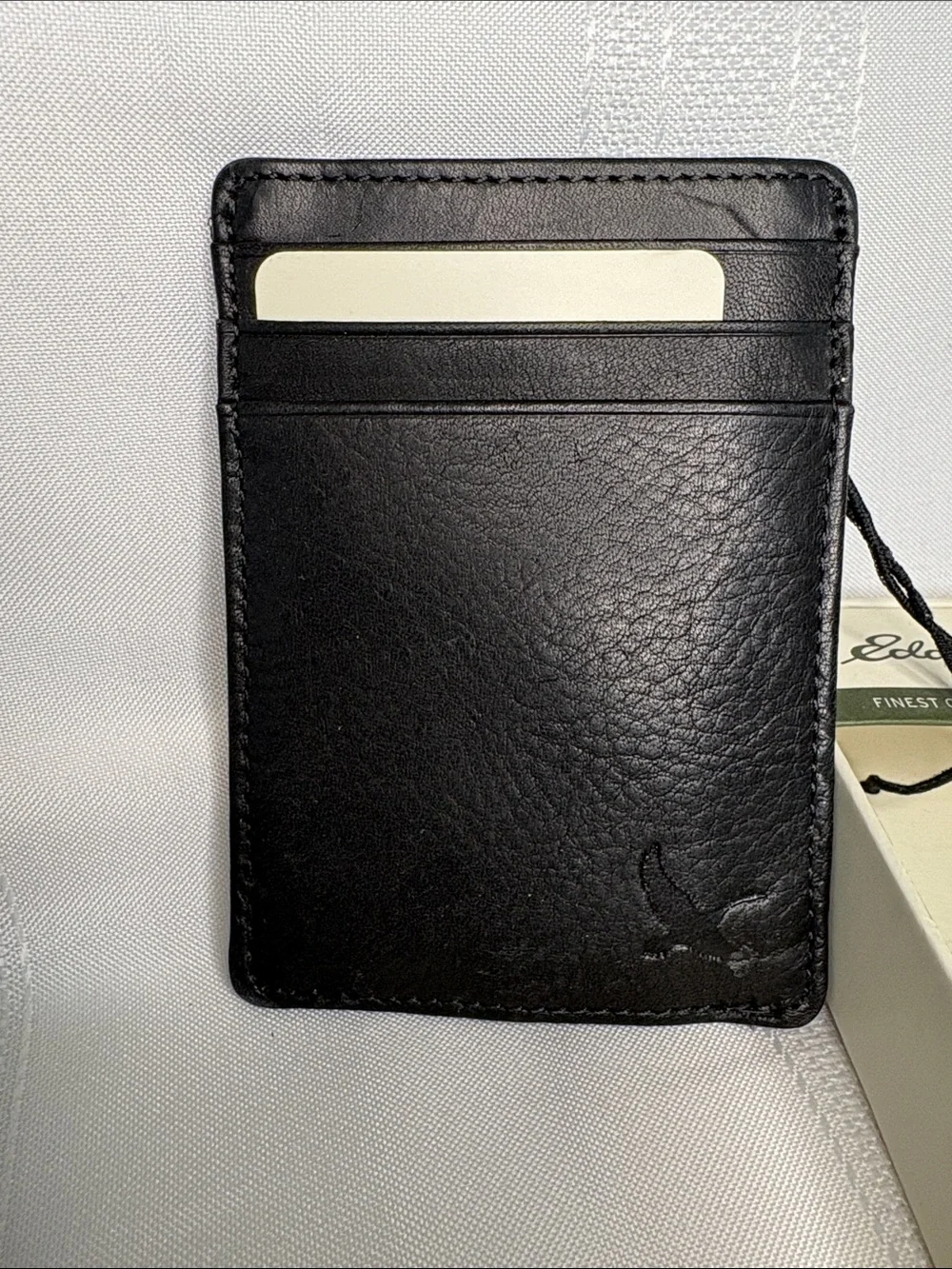 Eddie Bauer Black Leather Front-Pocket Wallet with Silver Money Clip